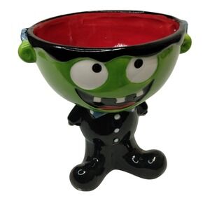 Frankenstein Halloween Candy Bowl 7.5" Ceramic Cute Spooky Trick or Treat‎ Dish